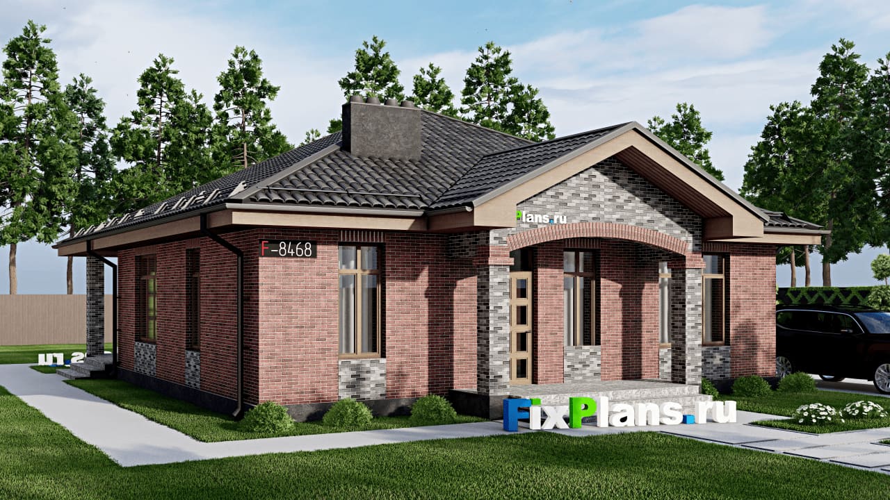 Одноэтажный дом F-8468 — фасад