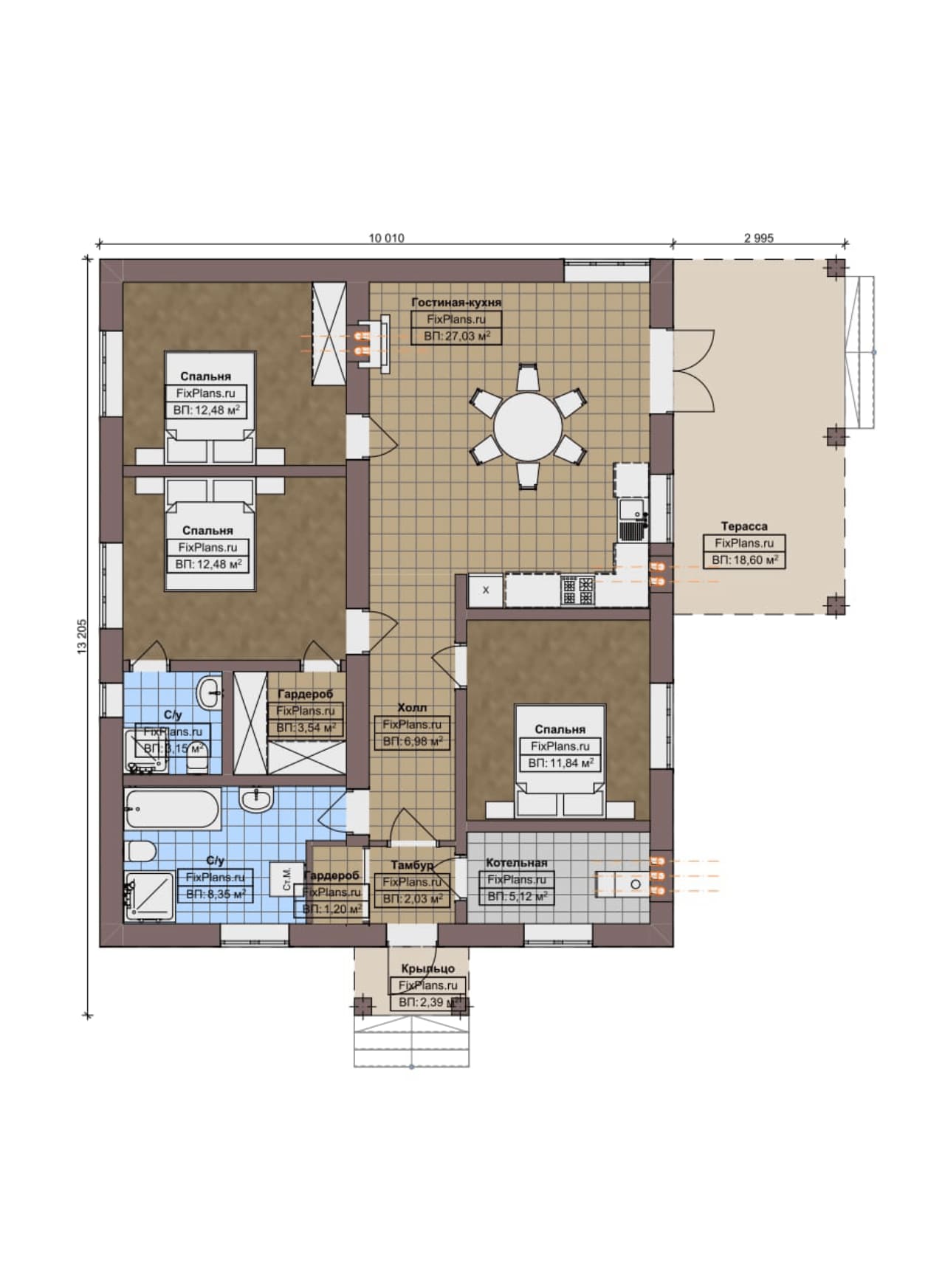Планировка Одноэтажный дом F-8828