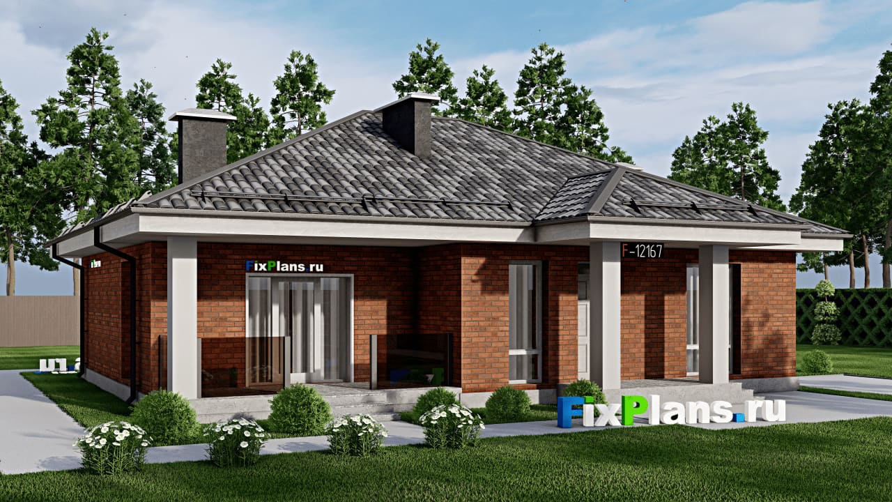 Одноэтажный дом F-12167 — фасад