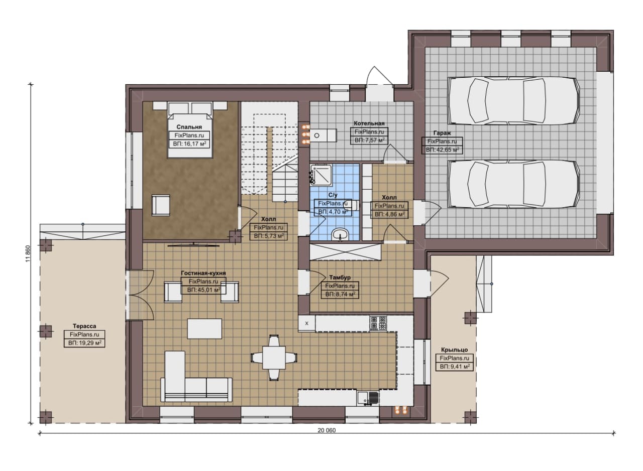 Планировка Двухэтажный дом F-13013
