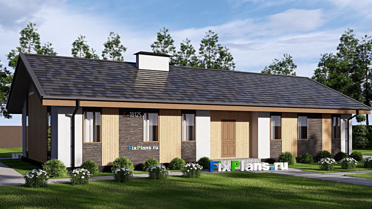 Одноэтажный дом F-18125 — фасад