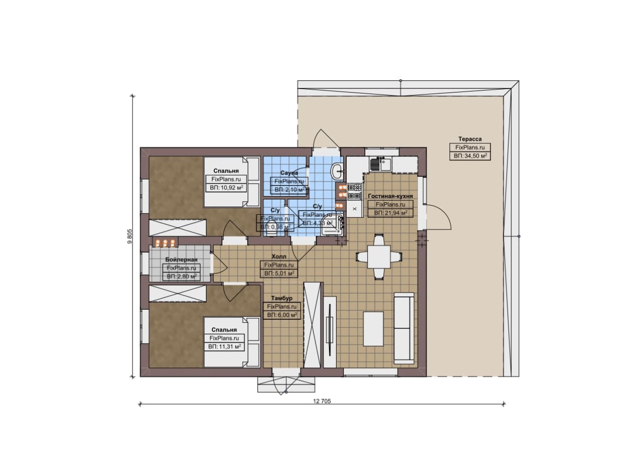 Планировка Одноэтажный дом F-14732