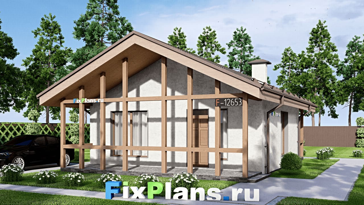 Одноэтажный дом F-12653 — фасад